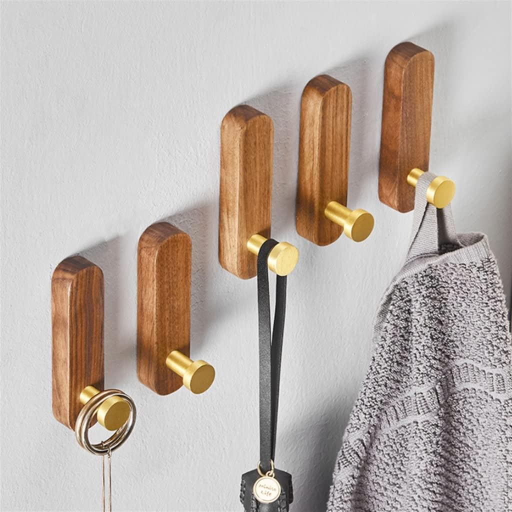Natural Wood Hanger Wall Mounted Coat Hook Towel Hat Scarf Storage Rack