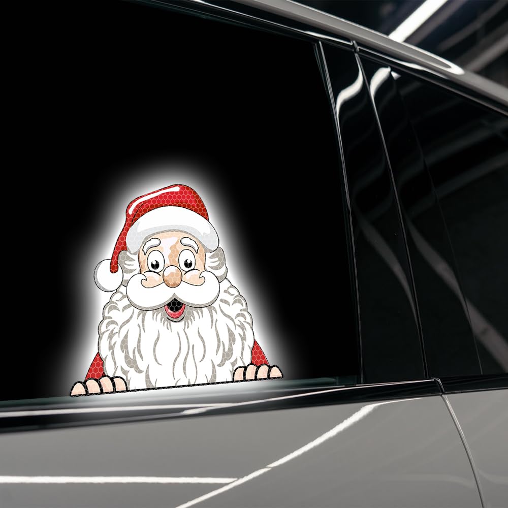 Iprokiu Bonita Calcomanía De Navidad Para Automóvil, Papá Noel, Reno, Agrietamiento, Ventana, Calcomanía Impresa De Doble Cara Para SUV, Pared, Laptop, Decoración De Auto (elf