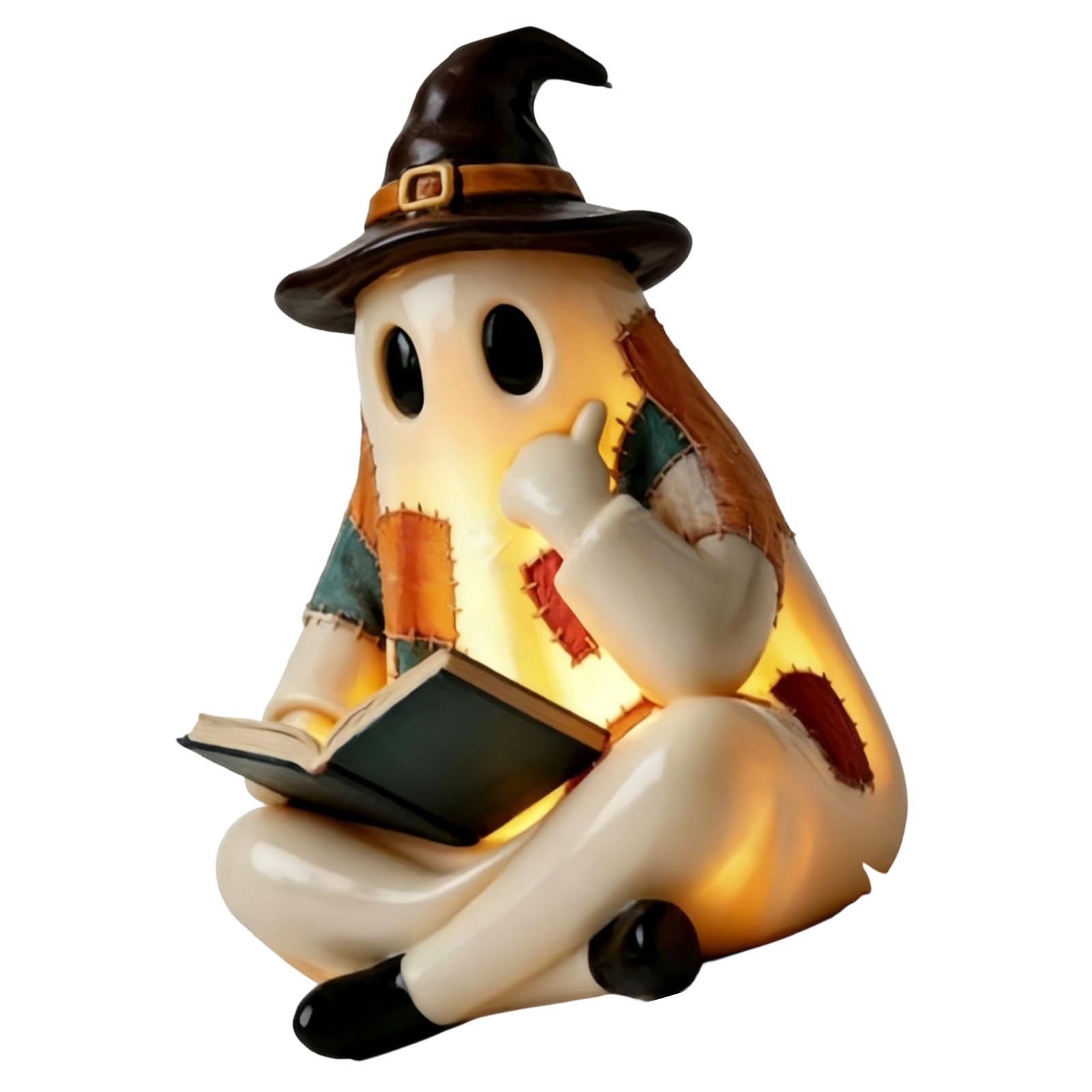 Pangboer Multicolor Whimsical Reading Lamp Halloween Resin Decor Piece With Warm Light For Bookshelf Mantel Desk Bedside Storybook Display Accent Seasonal Lamp Bookshelf Mantel Desk Bedside Fall Decor Season