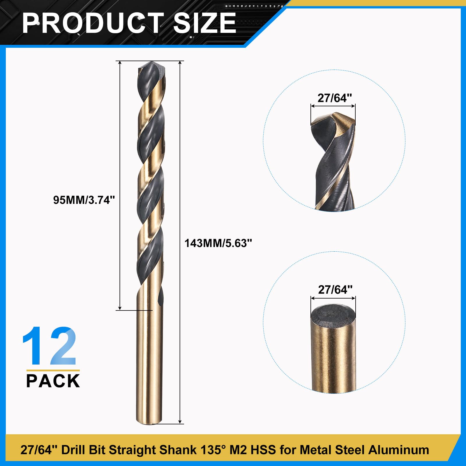 PATIKIL 10.7mm Drill Bit 27/64" - Image 2