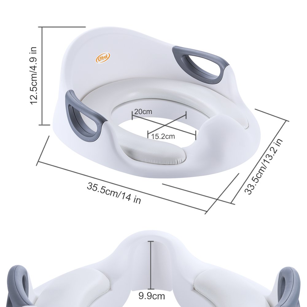 Riduttore Toilet per Bambini, Bambino Allenatore Vasino Sedile del water, Secure antiscivolo, Corrimano su entrambi i lati, Riduttore WC per Bambini Fit ragazzi e ragazze, Bianco