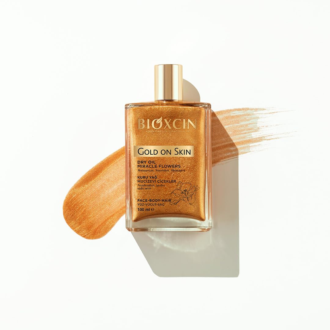 Bioxcin Gold On Skin Kuru Yağ – Yasemin, Manolya, Hanımeli, Kalendula ve Hindistan Cevizi Yağları İçeren Işıltı Veren Nemlendirici – 100 ml – Tüm Cilt Tipleri İçin