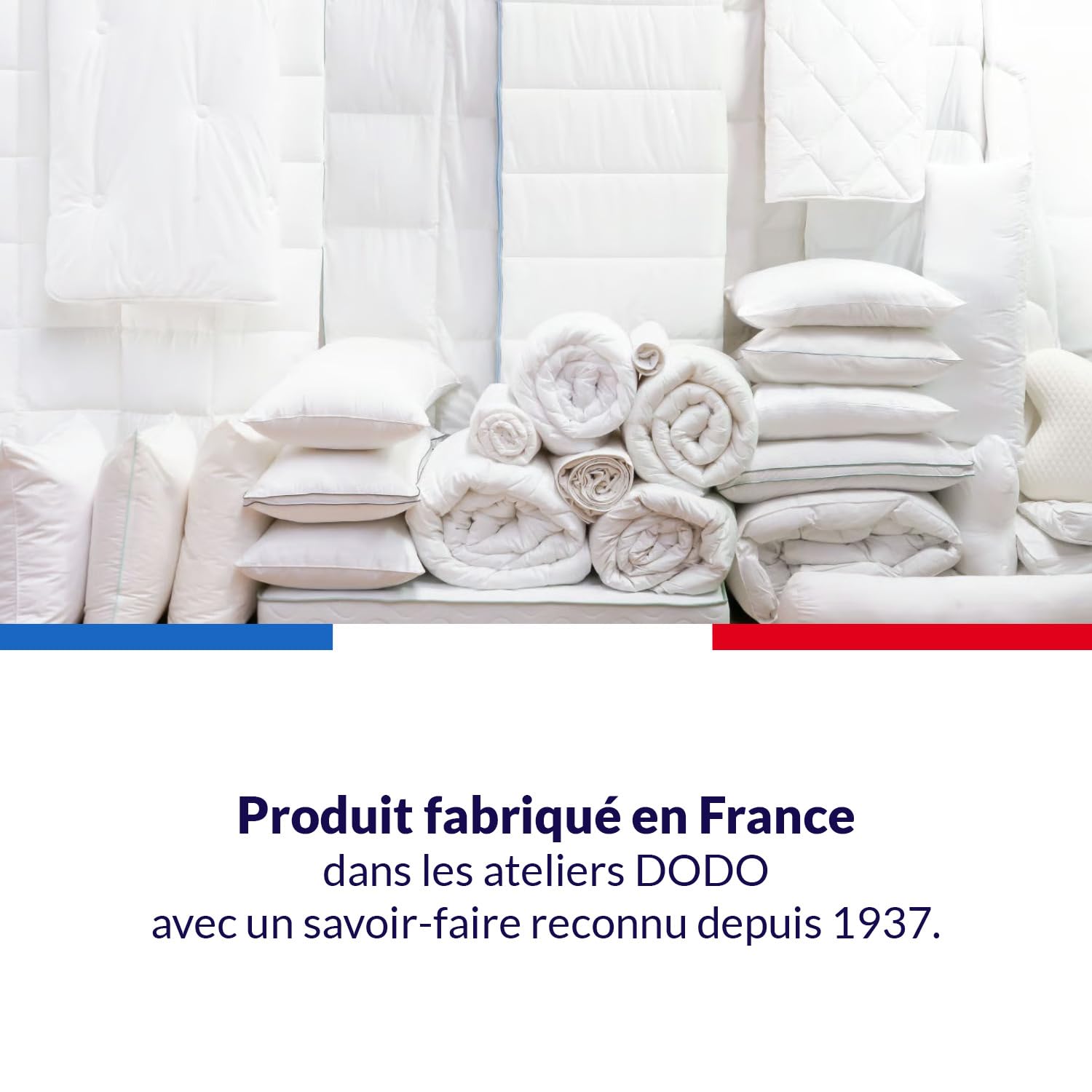 DODO - Oreiller Naturel Anti-acariens 65x65 cm - Confort Médium, Zip Invisible - Enveloppe 100% Coton Percale - Garnissage 30% Duvet 70% Plumettes - Lavable en Machine à 40°C