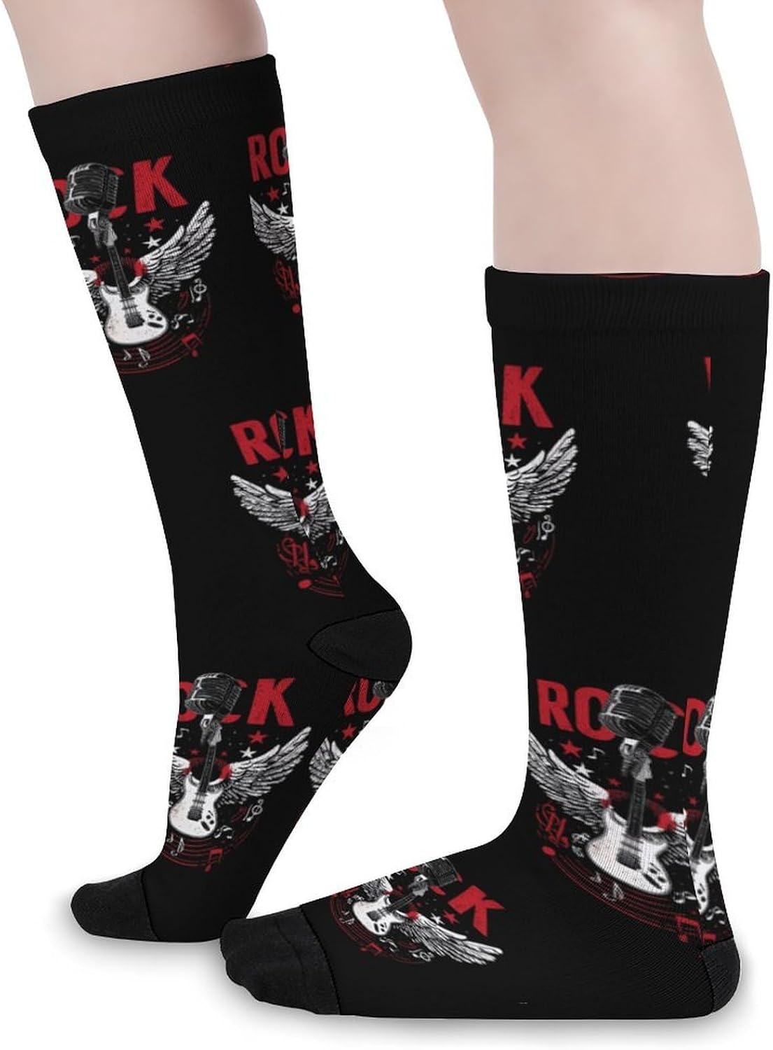 Rocks-Music Guitar Knee High Socks Athletic Long Stockings Sport Casual Crew Tube Sock Boot 40cm