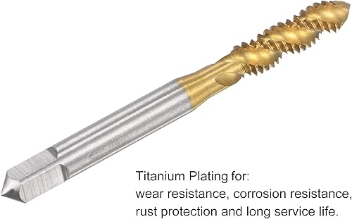 Miniatura 4 de uxcell Grifo roscado de flauta espiral 14-20 UNC, HSS (acero de alta velocidad) chapado en titanio rosca 3 flautas herramienta de roscado H2