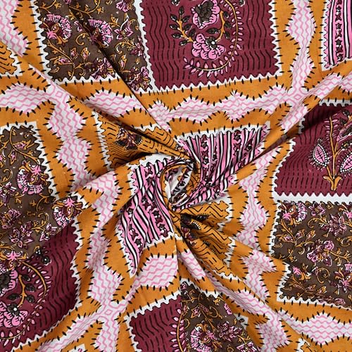 Image of 100% Cotton Single Bedsheet with 1 Pillow Cover | 240 TC Pure Cotton Flat Bed Sheet | Traditional Jaipuri Printed Bedding Set | Soft & Breathable | 60 x 90 Inch (Rangmahal Single 62)