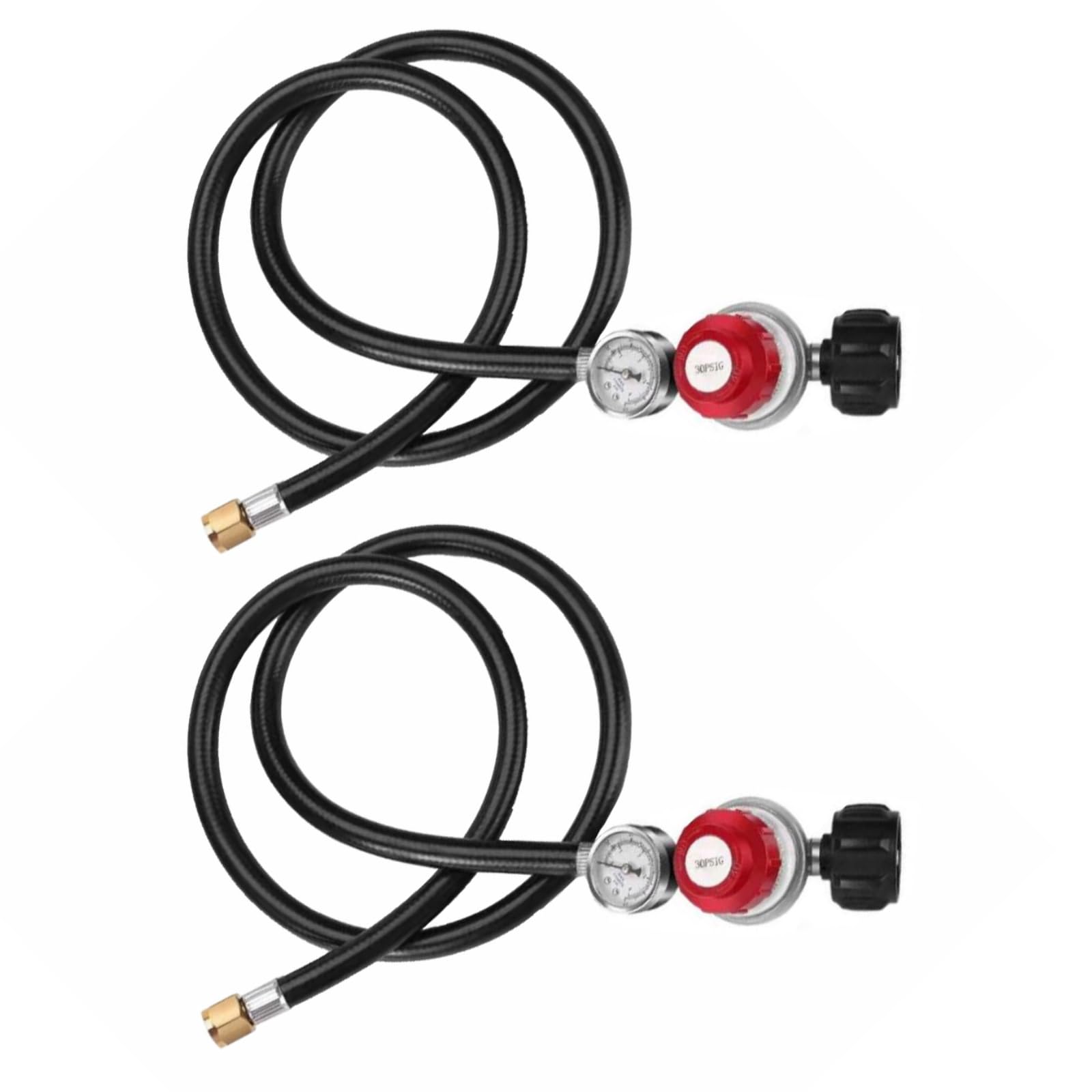TopHomer 2 reguladores ajustables de propano de alta presión de 0 a 30 psi, con manguera tipo QCC-1 de 4 pies, mangueras de quemador de gas, calentador de estufa de repuesto para quemador de propano