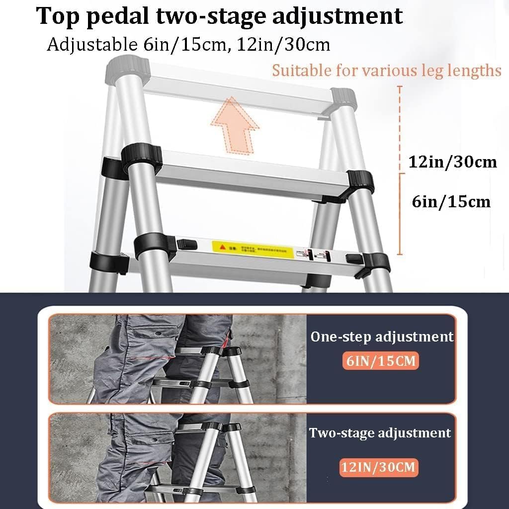 Telescoping Extension Ladder, Wide Pedal A-Frame Ladder Telescoping Ladder Portable Extension Ladder Aluminum Step Ladder for Home Industrial 330LB/150KG Capa The vast Ocean