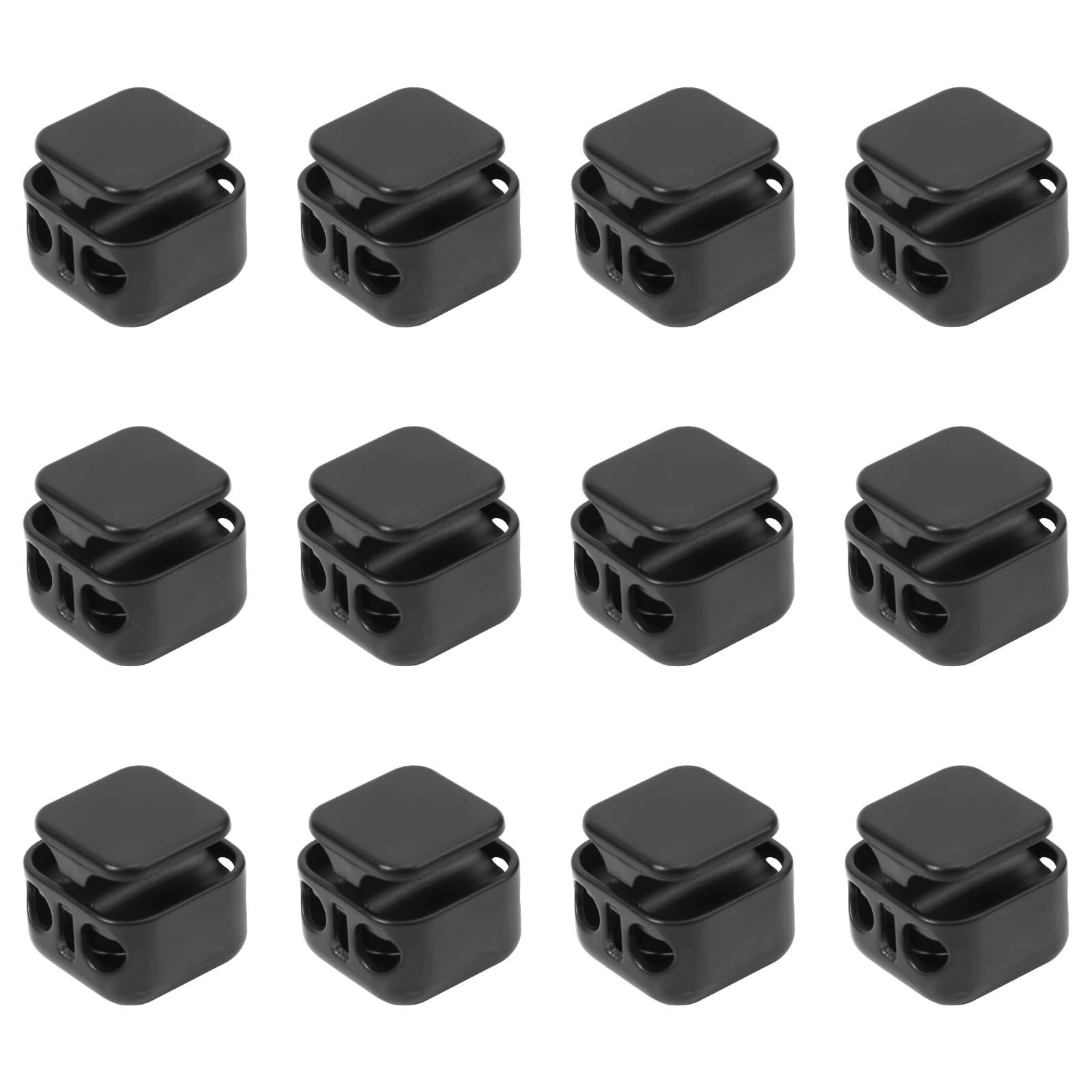 12pcs Heavy Duty Cord Locks, Double Hole Metal Press Fastener End Stopper Toggles Slider Draw String Clip for Lanyard Paracord Pants Shoelaces