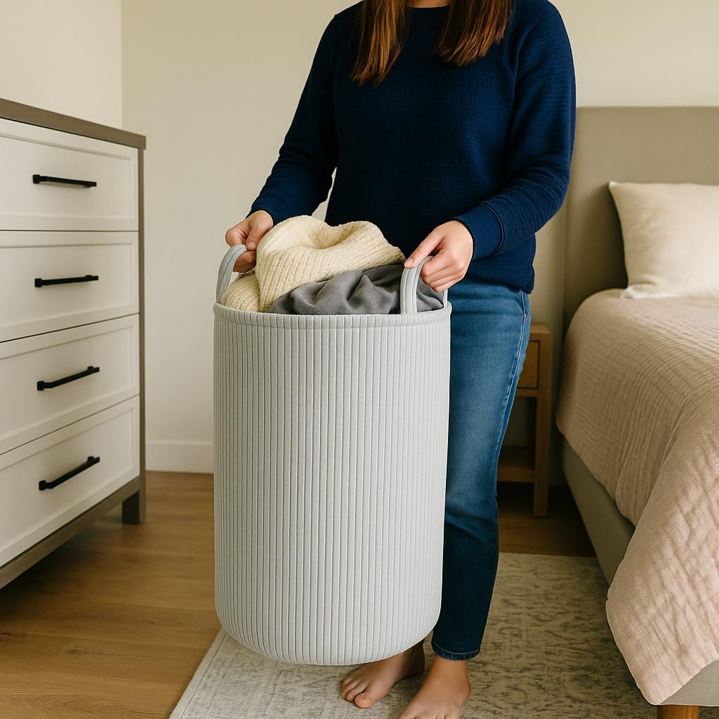 PUTSKA Laundry Basket, Blanket Basket for organising Décor and Toys, Clothes Hamper, Perfect for Baby and Kids Room Nursery - Image 2