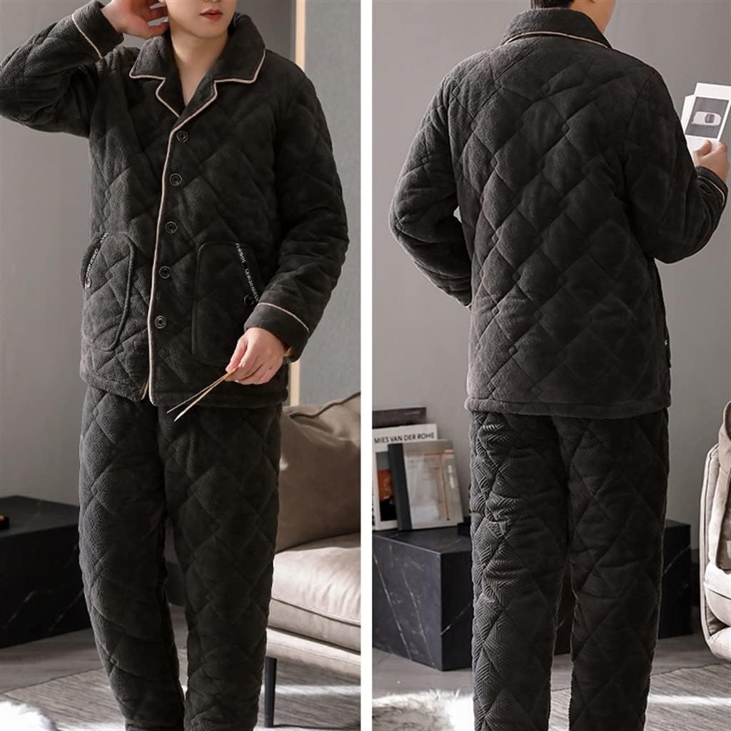 Men's Coral Fleece Flannel Quilted Jacket Three-layer Thickened -thick Velvet Warm Autumn and Winter Models
