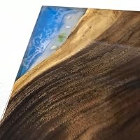 Vista 175 de Mesa de epoxi transparente, mesa de sofá con forma cuadrada, mesa auxiliar de resina de madera, mesa de centro de madera con borde natural para sala