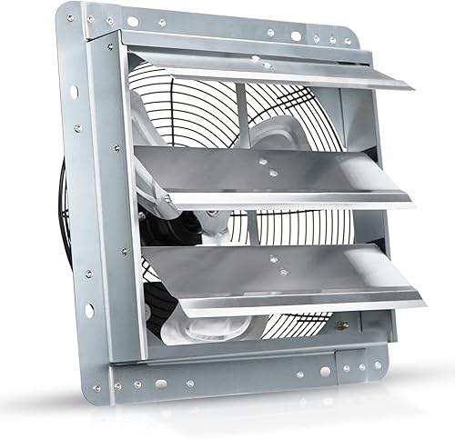 VENTISOL Ventilador de escape de obturador variable de 12 pulgadas con controlador de velocidad, ventilador de ventilación automático de aluminio