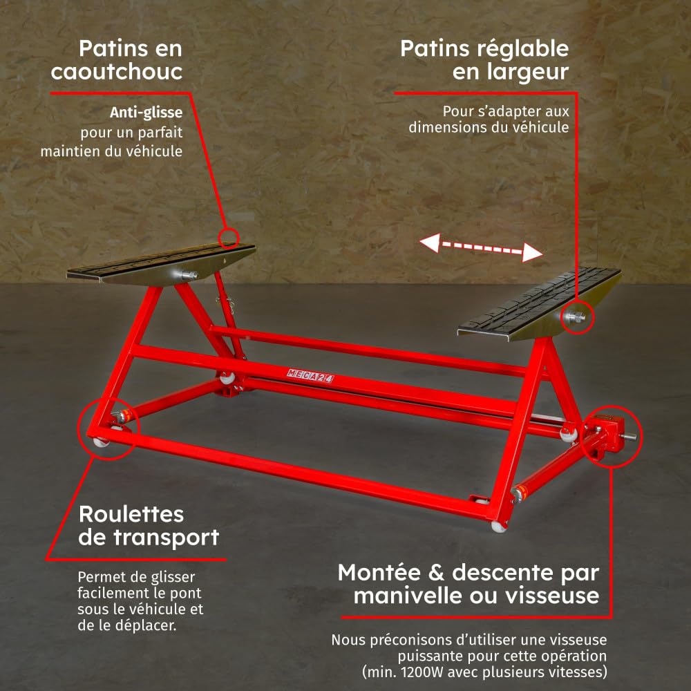 MECA24 Pont basculant 1.5 tonnes – Pont élévateur Mobile Levage Voiture