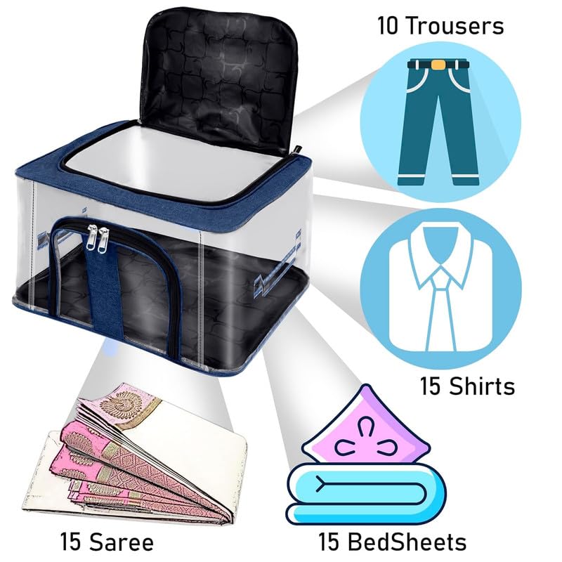 Image of Shibui Storage Bags With Cover And Double Zipper Closure For Clothing Protector Wardrobe Organiser.Navy(pack of 6)