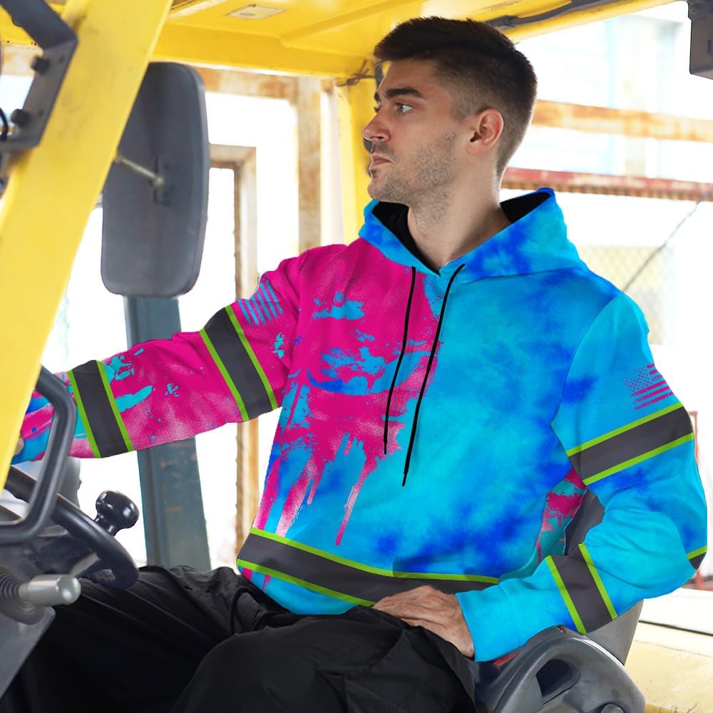 Maddly High Visibility Hoodie with Skull Design, Hi Vis Safety Workwear Custom Name for Workers, Runners, Truckers, Cyclist - Image 6