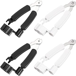 QUARKZMAN 4 unidades preto + branco enrolador cordas guitarra cortador extrator pinos 3 em 1 ferramenta multifuncional manutenção guitarra enrolador cordas cortador