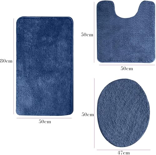 Miniatura 2 de Juego de 3 alfombras de baño antideslizantes para pisos, ultra suaves, absorbentes y cómodas, alfombra de contorno en forma de U y cubierta de tapa