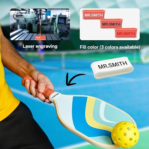 Miniatura 3 de Bandas de nombre personalizadas para paletas  Paleta de silicona personalizada con tu texto  Regalo único para los amantes del pickleball
