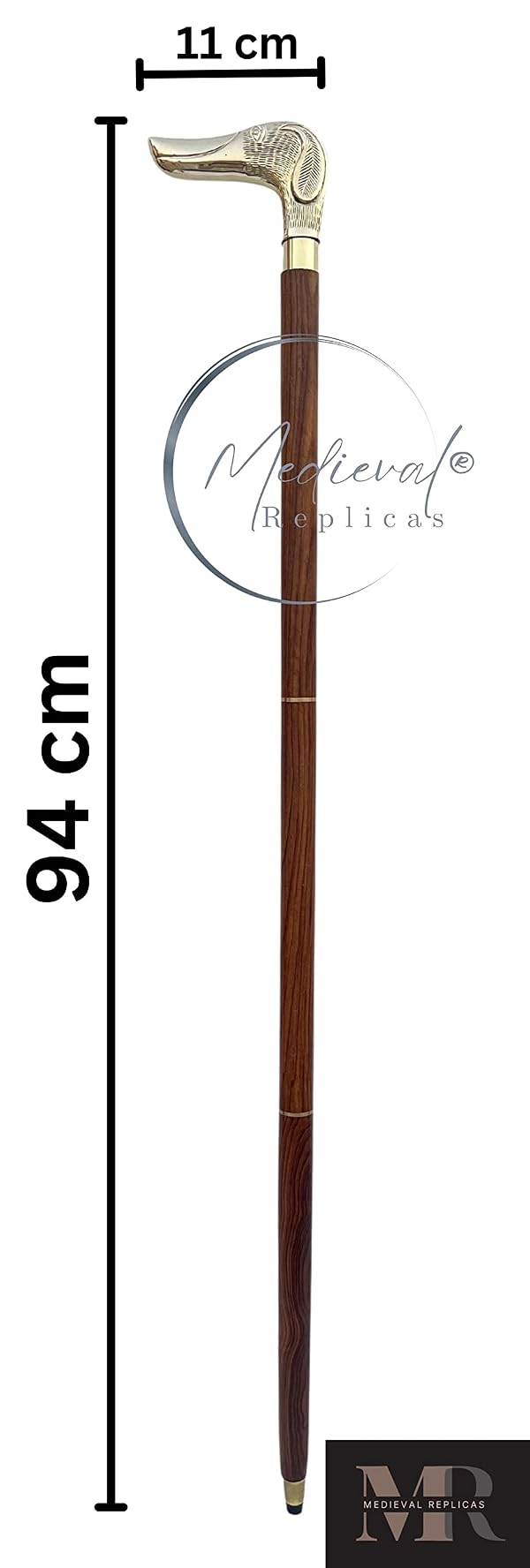 Medieval Replicas Stick Handmade Wooden Dog Head Shaped Brass Handle Walking Cane, 37 x 4.3 x 1 inches by Medieval Replicas - Image 3