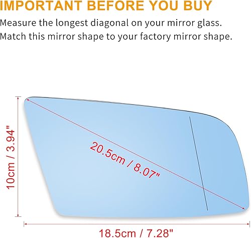 Miniatura 3 de X AUTOHAUX Espejo retrovisor de coche de repuesto con placa de respaldo azul calentado lado derecho del pasajero para BMW 550i 525i 528i 545i