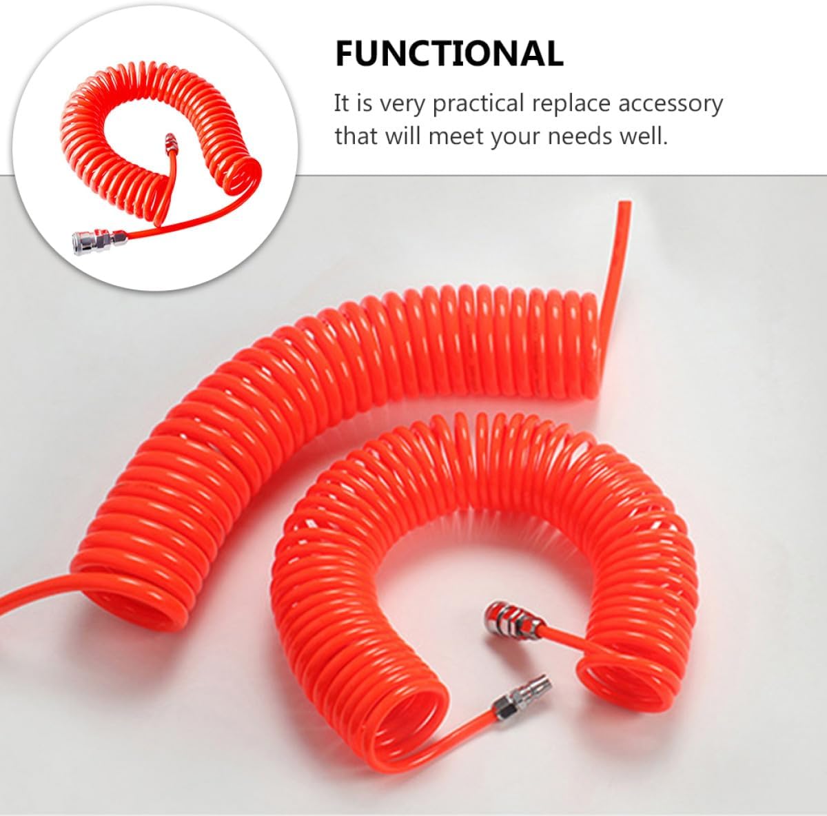High Pressure PU Pneumatic Spring Hose with Quick Connector Recoil Airline Compressor Tube for Air Tools Suitable for Inflation and Dusting