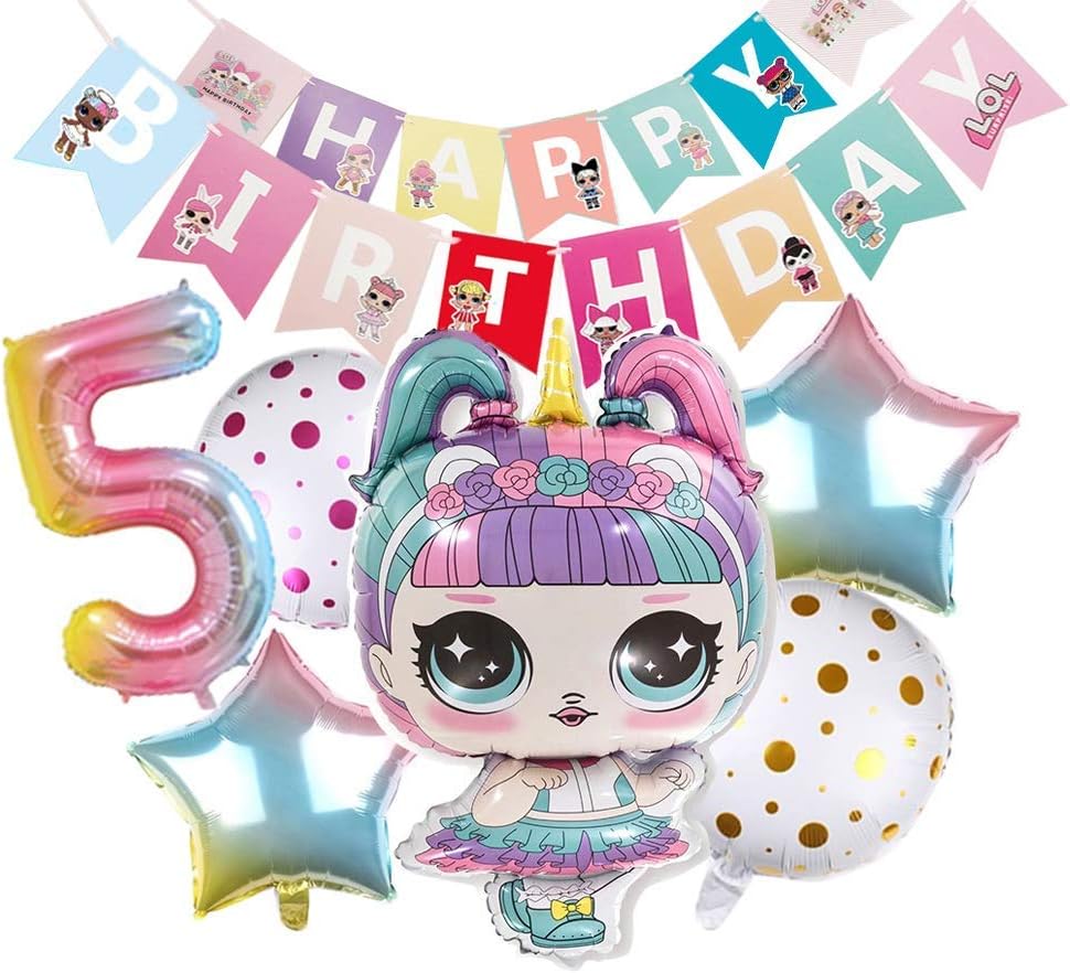LOL Party's Balloons Surprise Birthday Balloon - Lol Birthday Party Decorations- Bouquet Decorations Surprise Doll Balloons - Birthday Party Supplies for Girls