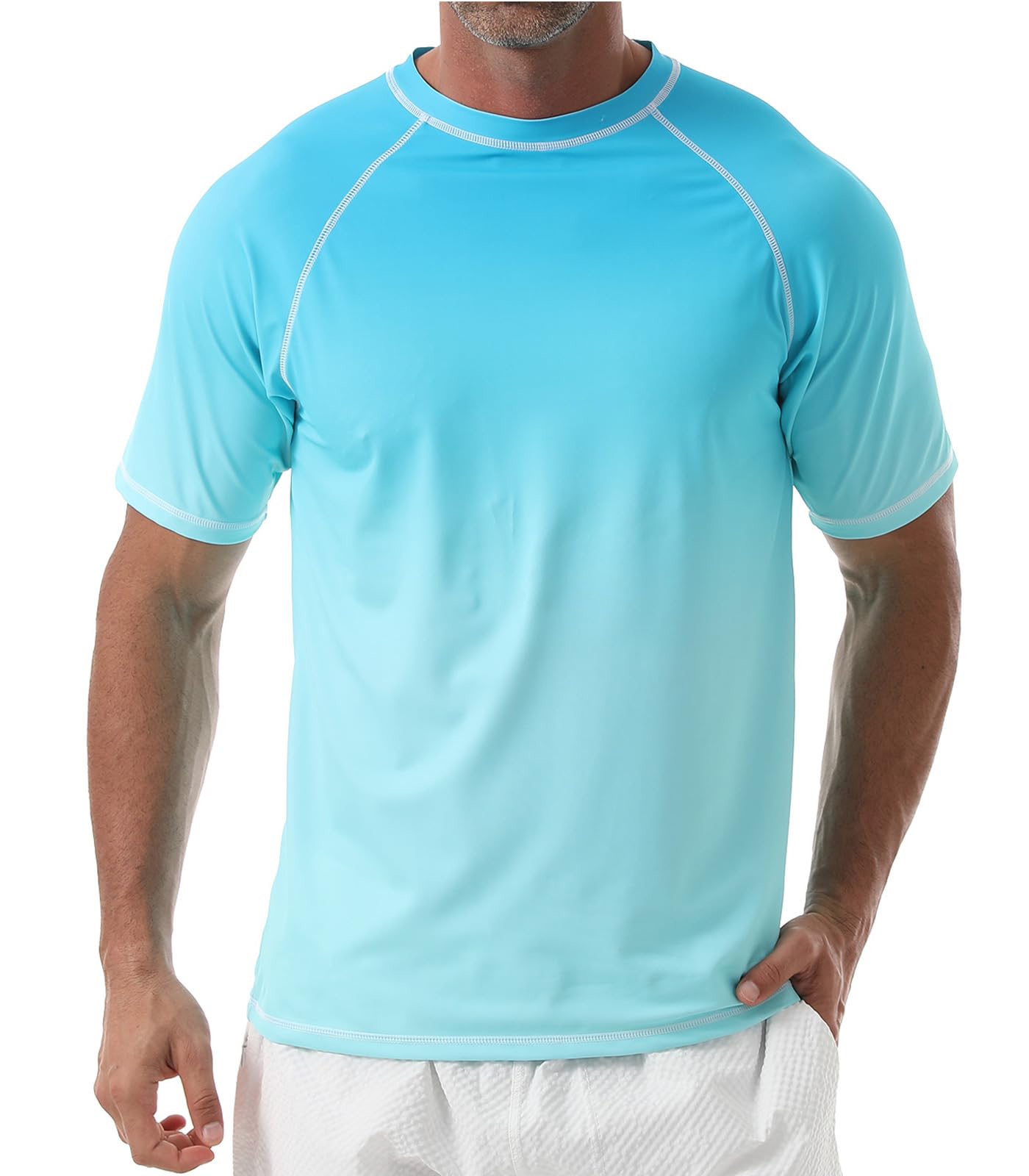 Danfiki UV Shirt Herren T-Shirts Rashguard Badeshirts Rash Vest Kurzärmeliges Wassersurf-Shirt Schnell Trocknendes Beach UPF 50+ Sonnenschutz