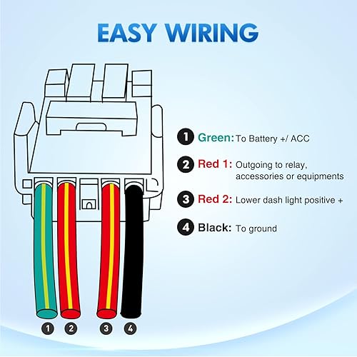 Miniatura 3 de Nilight Interruptor de botón de encendido y apagado de 12 V con kit de cable de conector de 1.28 x 0.87 pulgadas, repuesto para Toyota Sequoia