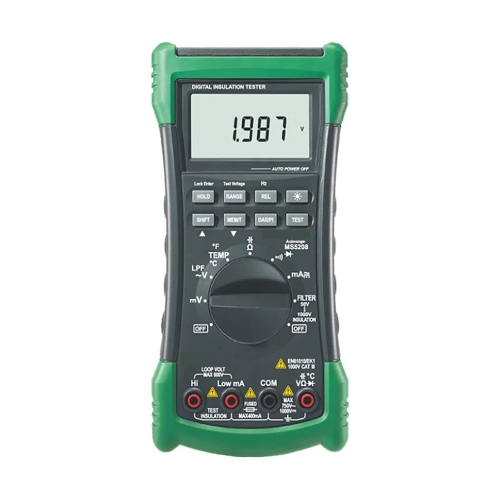 Digitalmultimeter, MS5208 Digitalmultimeter und Isolationstester, 6600 Zählwerte Echteffektivwert, Temperaturmessgerät