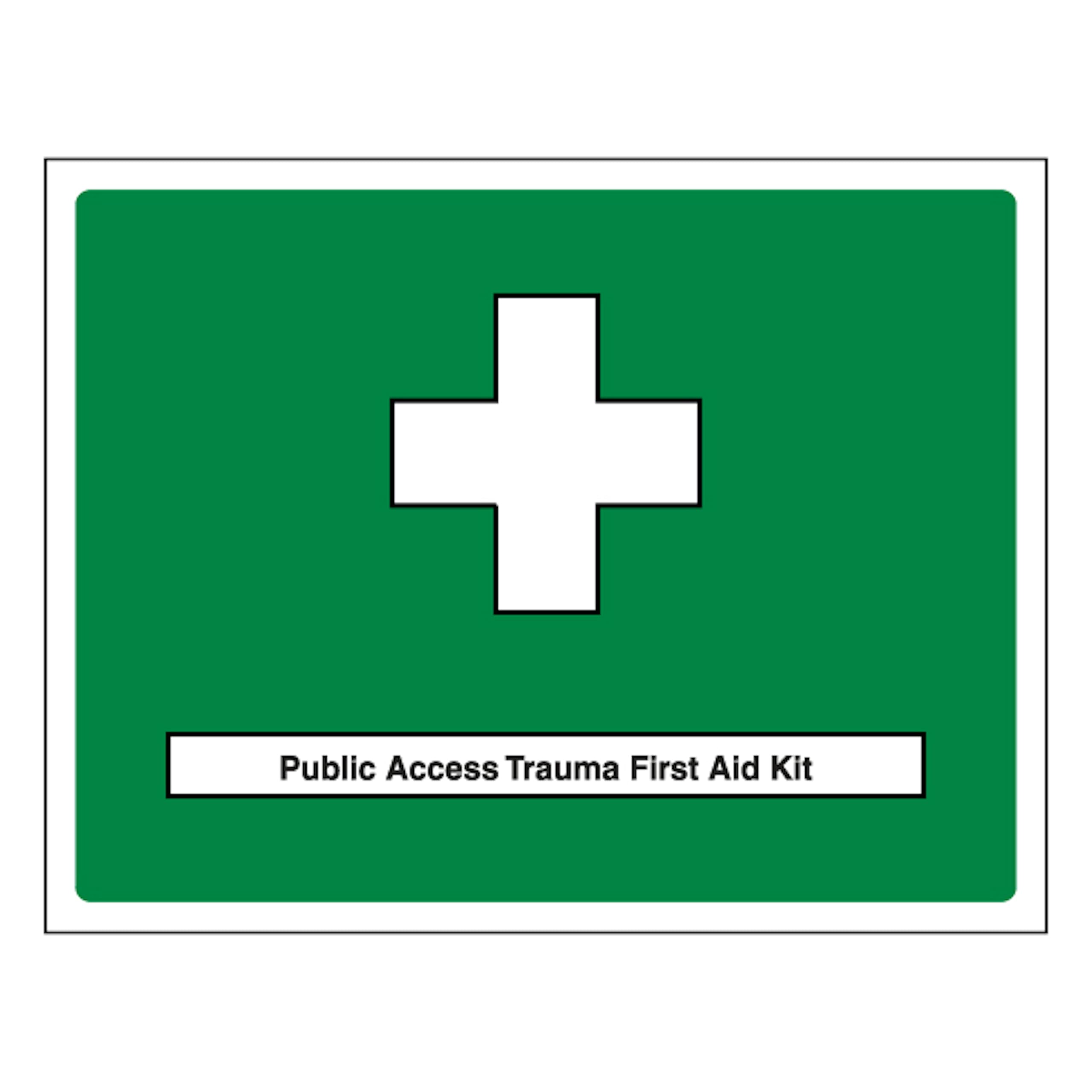 V Safety Public Access Trauma First Aid Kit - Landscape 200 x 150 mm - 1mm Rigid Plastic