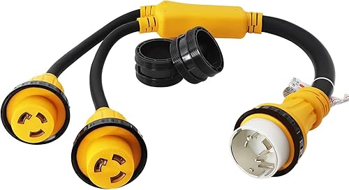 Miniatura 9 de Marine Shore Power Y Splitter SS2-50P macho 50A a (2) 30A L530R hembra, 50 Amp 125250V SS2-50P a L5-30R Adaptador Y con anillo de bloqueo y cuello,