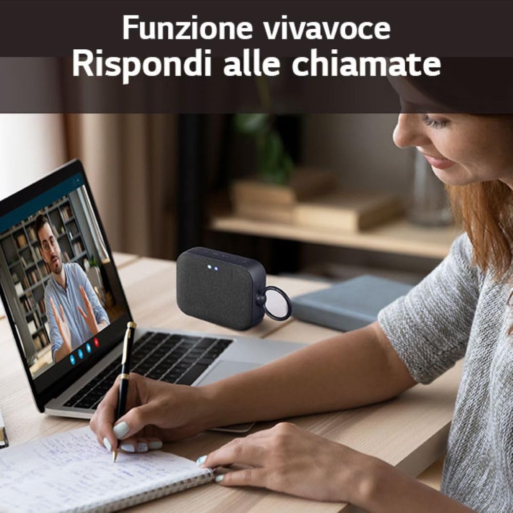 LG Electronics XBOOM Cassa Bluetooth, Speaker Bluetooth Portatile con Sound Boost(3W, Google, Siri,Alexa), Mini cassa, DXG1, Nero