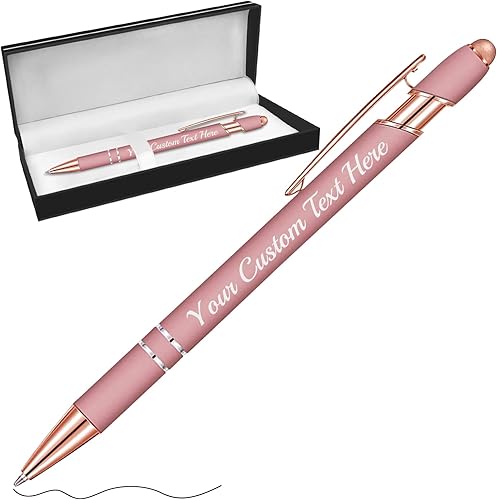 Miniatura 35 de Hasta 500 bolígrafos personalizados a granel con lápiz capacitivo grabado sin lápiz capacitivo, juego de bolígrafos con tu nombre y texto