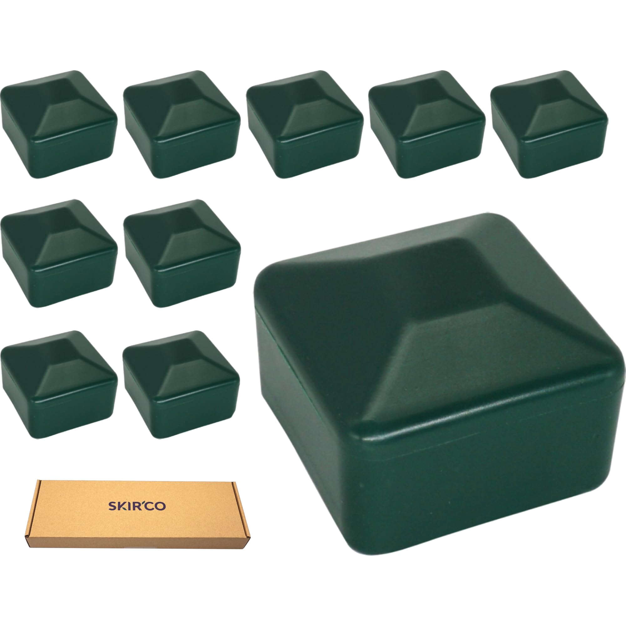 SKIR'CO (10 pcs) Fence Post Caps, Square 40 x 40 mm Green Plastic Caps for Fence Posts Moss Green RAL 6005 Colour - Image 2