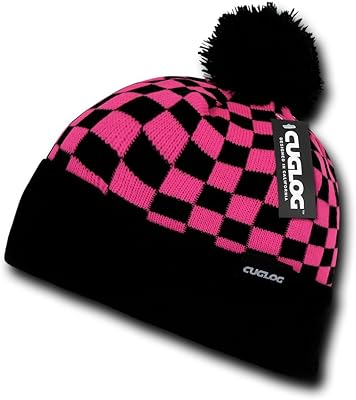 CUGLOG Changbai Checker Beanie, Hot Pink/Black