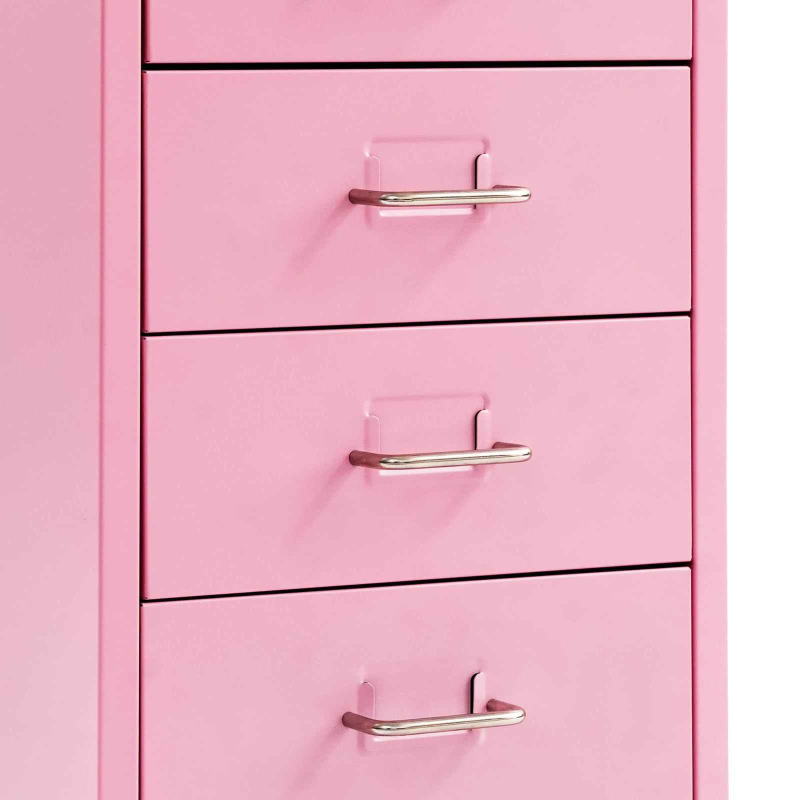 OUKANING Armadio mobile con 5 cassetti e ruote, in metallo, portata 50 kg, 41 x 28 x 69 cm (larghezza x profondità x altezza) per ufficio e soggiorno (rosa)