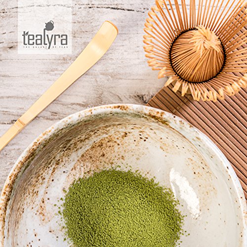 Tealyra - Matcha - Start Up Kit - 3 items - Matcha Green Tea Gift Set - Japanese Made Beige Bowl - Bamboo Whisk and Scoop - Gift Box