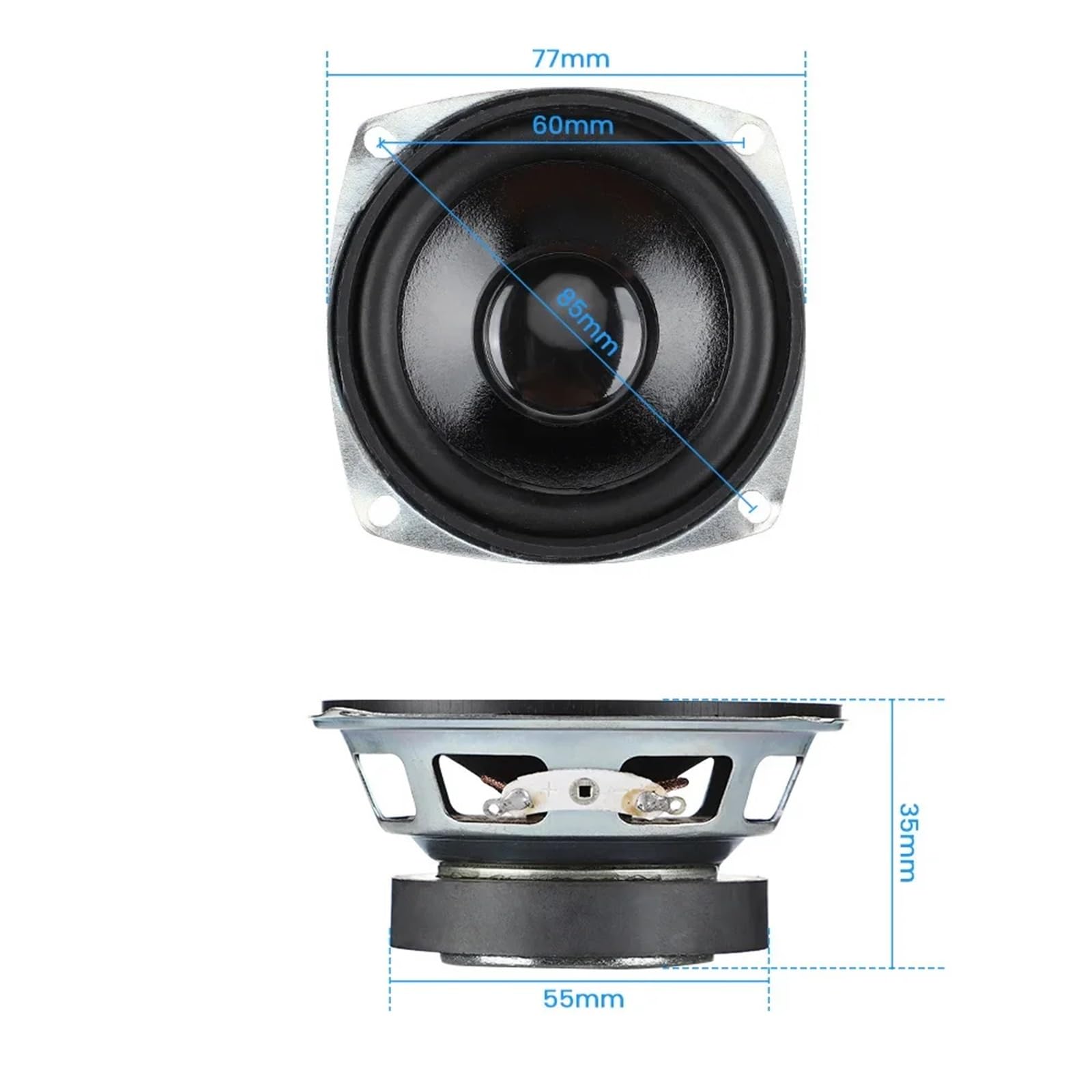 Altavoz Resistente al Agua de 3 Pulgadas, 2 uds., 8 Ohm, 15W, Altavoz de Graves de Rango Medio, Altavoz HiFi, Sonido de música, Audio for Cine en casa