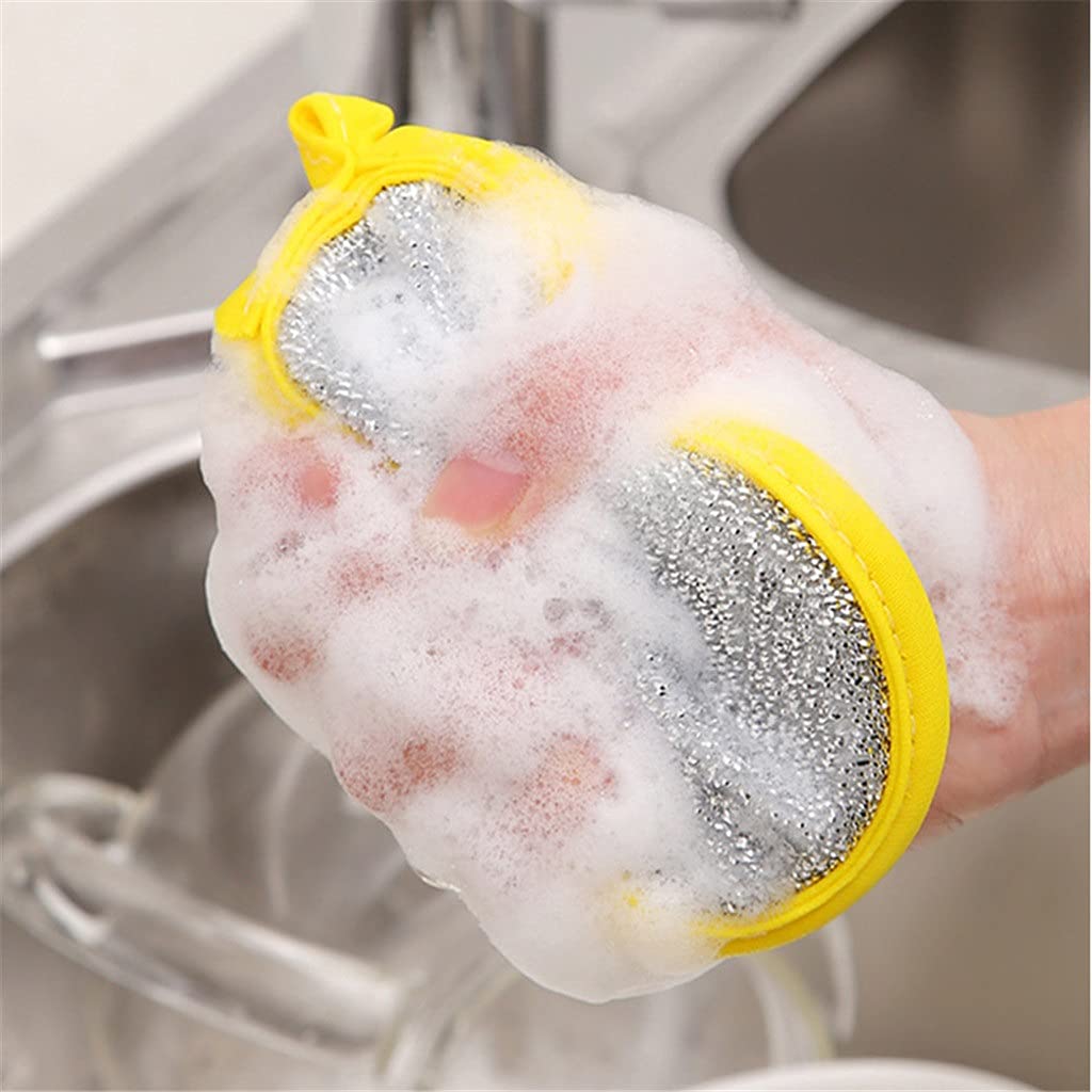 Bloque de Esponja para Lavar Platos Cocina Antiadherente Cepillo de Aceite Olla Paño para Platos domésticos Limpieza de Doble Cara Estropajo de algodón 20 Piezas (D_)