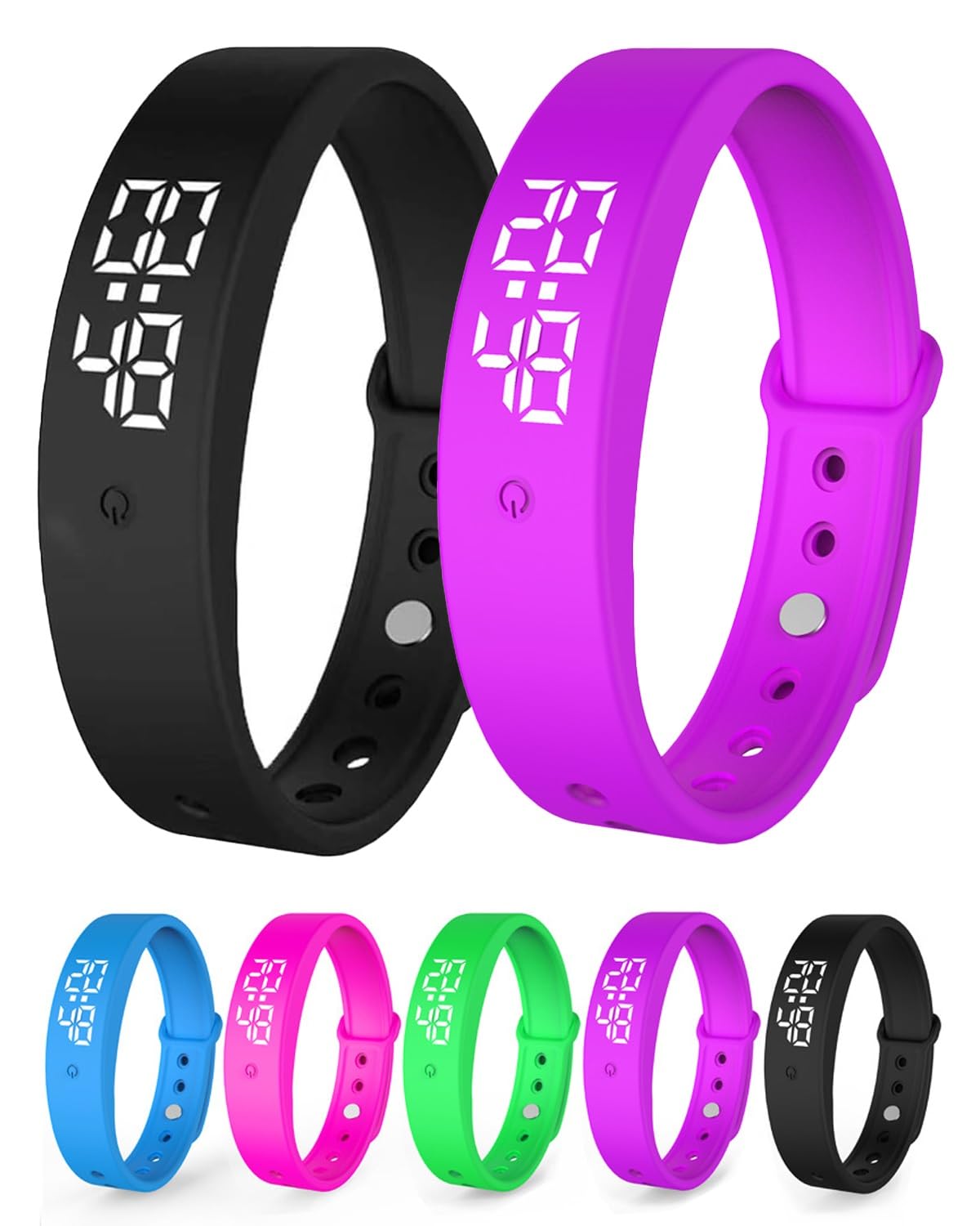 Homaskylynn Vibrating Alarm Clock Watch for Heavy Sleepers Silent Wake Up Bracelet with Strong Vibration Wearable Digital Wrist Wristband Alarm Non-Audible Sleep Portable Watch for Men Women(Mix2d)