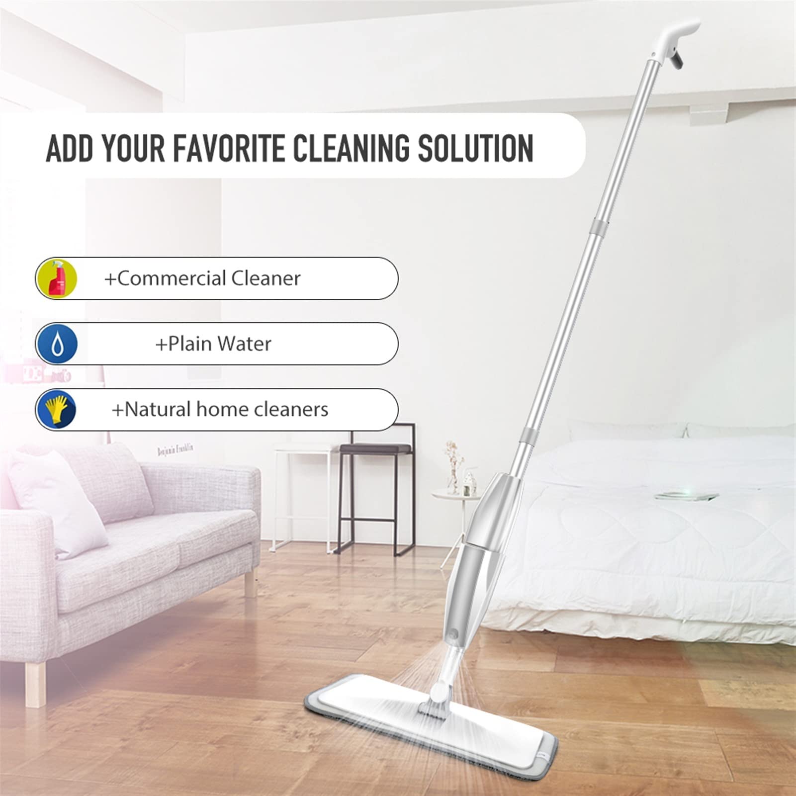 Spray MOP for limpiar piso con almohadillas de microfibra reutilizable 360 ​​° Rotación de mano MOP MOP MOP Limpieza de herramientas for la cocina for el hogar Piso de madera laminado de madera dura