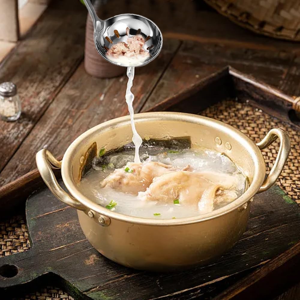 Juego De 2 Cucharones De Sopa De Acero Inoxidable | Cuchara De 30 Cm Y Cuchara Ranurada Con Agujero, Aptas Para Lavavajillas Y Colgables
