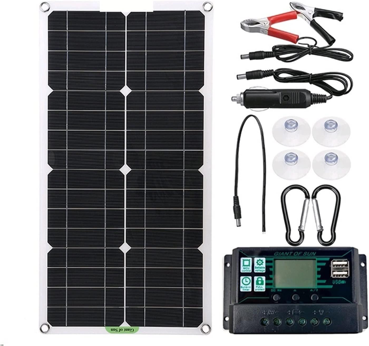 Amazon.co.jp ソーラーパネル 250Wソーラーパネルキット完了デュアル12/5V DC USB6で0A/100Aカーヨット用の