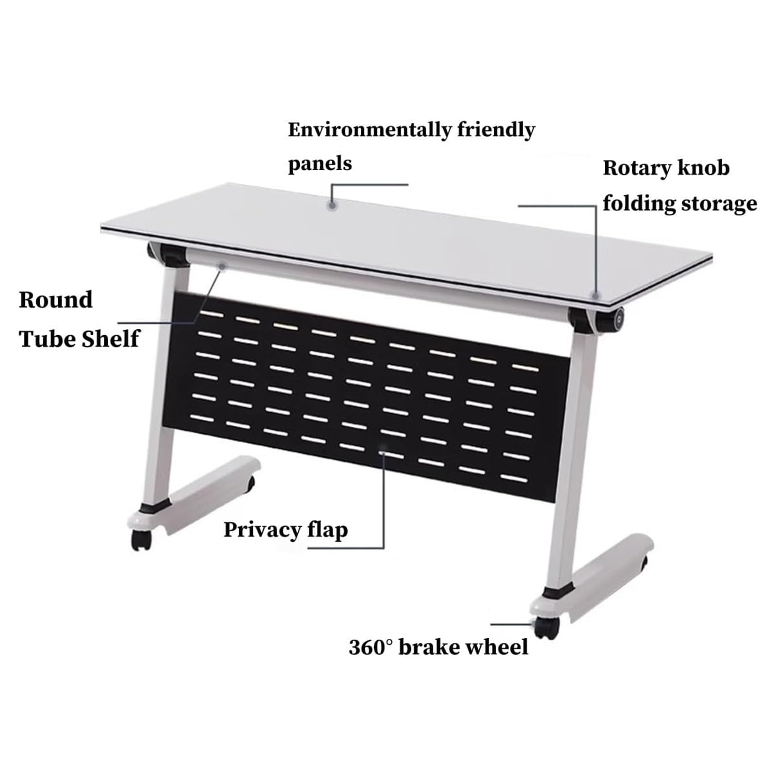 Platzsparender, Klappbarer Konferenztisch mit Rollen, Tragkraft 800 Kg, Mobiler Seminartisch für Klassenzimmer und Besprechungsräume, Beige, 160 X 60 X 75 cm