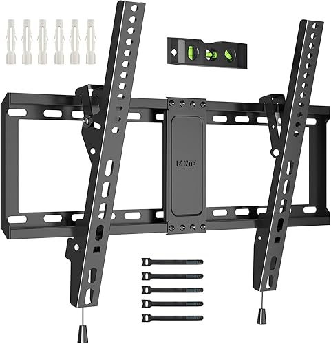 BONTEC Soporte de pared para televisores de 37 a 85 pulgadas, soporte de montaje de TV inclinable para pantallas LED LCD OLED planas curvas, diseño