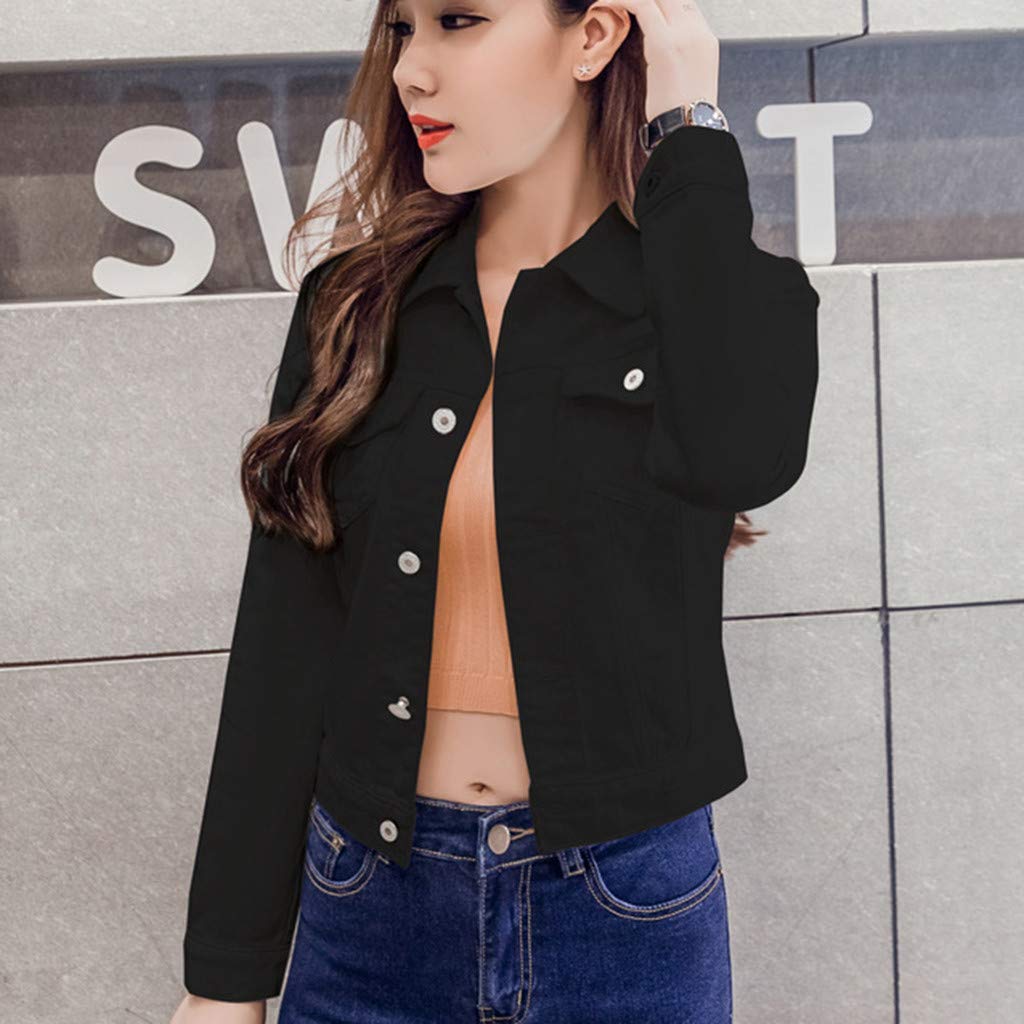 Chaqueta vaquera corta para mujer, chaqueta de entretiempo para mujer, tallas grandes, deportiva, informal, elegante, chaqueta de primavera con botones, chaqueta vaquera, chaqueta corta de manga larga