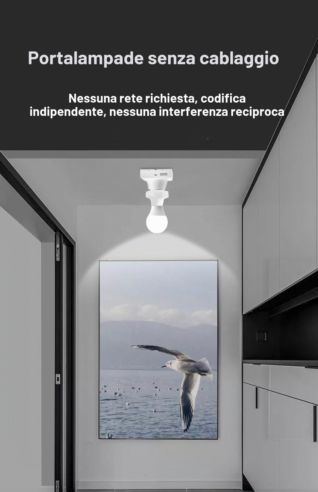 QIACHIP Lampada con telecomando senza fili, attacco E27, portalampada, senza fili, 433 MHz, con On/Off, supporto per lampada LED, lampadina