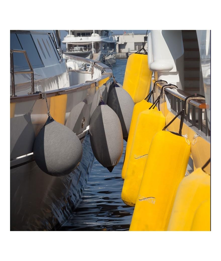 Pack De 2 Fundas para Defensa Náutica Tipo F con Tejido Acrílico Transpirable Y Protección UV para Barco Ajuste Elástico Antimoho Y Alta Resistencia Marina (Negro, F6)