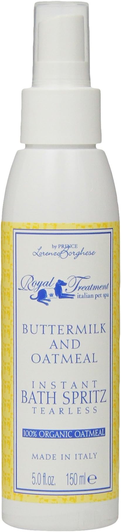 Royal Treatment Organic Buttermilk and Oatmeal Tearless Instant Bath Spritz for Pets, 5-Ounce